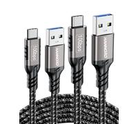 USB-C Cable 10Gbps,USB3.2 Gen2 Data Sync Transfer,60W 20V 3A Fast Charger,Nylon-Braided,Aluminum Plugs Cord for Samsung Galaxy S24/S23,Android Auto,iPhone 15/15Pro/16/16Pro (2, Grey, 3.3FT)