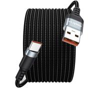 USB C Cable 15ft Fast Charging 23W, Extra Long USB A 2.0 to USB-C Charger Cord 15 foot 480Mbps Data Transfer Type C Black Braided for iPhone 16/15, Galaxy S24/23, Pixel XL/2/3/4XL, LG V30, Nokia, iPad