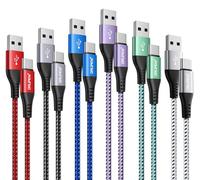 USB C Cable(1m 6Pack), USB to USB C Fast Charger Cable Braided iphone 15 Charger Cable Fast Charging for Samsung Glaxy S20 S21 S22 S23 Plus S24 Ultra S10, A20 A50 A51 A71, Huawei, HTC, Pixel, Switch