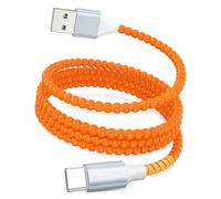 USB C Cable 2M,27W USB A to USB C Beaded Charger Cord for CarPlay Cable for iPhone 17 16 15 Pro Max/iPad Air 10th 11 A16/Samsung S26 S25 S24 Ultra S23 Z Fold 7 Phone Charger TypeC Women Girls,Orange