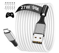 USB C Cable 9M,Extra Long USB A to USB C Fast Charging Cable 27W Power Extension Cord for Xiaomi Eufy Cam Security Cameras for iPhone 17 16 Pro Max/iPad Pro Air/Samsung S25 S24 S23 Android Phone,White