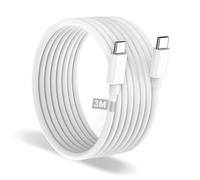 USB C Cable Fast Charge 3m, 60W iPhone 15 16 17 Charger Cable White, Long USB-C to USB-C cable Fast Charging Type C charge cable Wire Lead for iPhone 17 16 15 Pro Max Plus,iPad,Mackbook,Switch,Samsung
