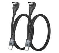 USB C Cable Right Angle - 60W Fast Charging USB C Cable [2P 0.5M] Braided USB Type C Data Cable, 90 Degree C Cord Charger for i-Phone 16/15 Pro Max, Tesla Model Y, Apple MacBook, iPad, Pixel, Sam-sung