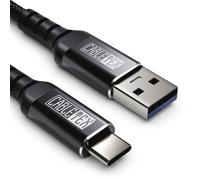 USB C cable USB 3.0 type A 1.5m power and data cord nylon braid for USB 3.1 laptops and smartphones like Nexus 5X, 6P, OnePlus 2, OP 3, HTC 10, MacBook Pro - BLACK