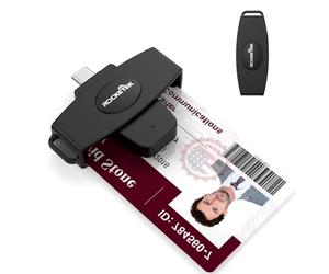 USB C CAC Card Reader, CAC Reader DOD Military Common Access Smart Card & SIM Reader, Mini Portable Type C Smart Card Reader Compatible with Windows, Mac OS, and Linux