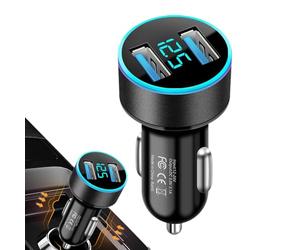 USB C Car Charger - 2-Way Mobile Phone Adapter | Digital Display Charger with Overheating Protection for Long Distance Driving Work Communications Carpooling