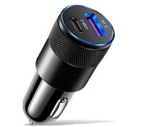USB C Car Charger, 38W Lighter Usb Charger 12V USB Socket Dual Port PD 15W/3.1A Fast Charge Cigarette Lighter Adapter with LED for iPhone 15/14 Pro Max, Samsung Galaxy S23/S22, iPad, Xiaomi etc