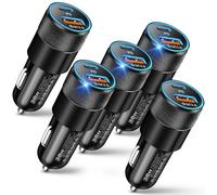 USB C Car Charger, 5 Pack 38W Dual Ports USB-C & USB-A Cigarette Lighter Adapter Fast Charging Car Phone Charger for iPhone 16e 16 15 14 13, Samsung S24, Pixel Cargador para Carro Phone Plug for Car
