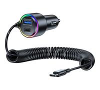 USB C Car Charger, 75W Super Fast Car Phone Charger Adapter With Type C Cable Cigarette Lighter USB Chargers Fast Charging for iPhone Samsung Galaxy Google Pixel/Moto/LG iPad