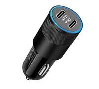 USB C Car Charger Adapter, 60W Dual PD 3.0 Port Power Cigarette Lighter USB Charger 12/24V Socket Fast Charging Car Phone Charger for iPhone 16/15/14, Samsung Galaxy S25 Ultra/S24/S23/S22/A16/A15/A14