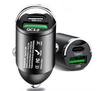 USB C Car Charger | Fast USB Car Charger Socket 12V-24v, Dual Port PowerDrive QC3.0 + PD 30W | Car Cigarette Lighter, USB Metal Car Adapter Compatible with Galaxy, lphone 16 15 14 Pro Max etc