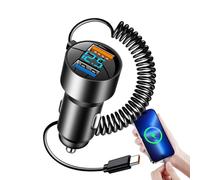 USB C Car Charger - Premium USB C Car Charger, Lightweight USB C Car Charger | Quick Charge Adapter For Car USB PD Qc 3.0, Retractable Cable For Car Charger