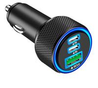 USB C Car Charger, Rombica 3-Port 67W PD Dual USB-C&USB-A Car Phone Charger | Multiport Power Cigarette Lighter Type C Fast Charger Car Accessories for iPhone 17 17 Pro 16 15 14 13/Galaxy/Pixel/Android