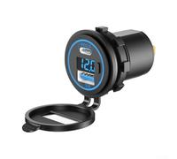 USB C Car Charger Socket, Car Charger Socket PD3.0 & QC 3.0 USB C LED Touch Switch Fast Charging 12V/24V For Marine Boat Motorcycle Truck(D)
