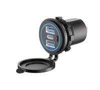 USB C Car Charger Socket, Car Charger Socket PD3.0 & QC 3.0 USB C LED Touch Switch Fast Charging 12V/24V For Marine Boat Motorcycle Truck(A)