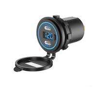 USB C Car Charger Socket, Car Charger Socket PD3.0 & QC 3.0 USB C LED Touch Switch Fast Charging 12V/24V For Marine Boat Motorcycle Truck(E)