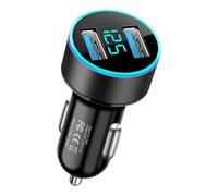 USB C Car Charger, Type-C 2-Port Charging Adapter, Smart Digital Display Charger with Overheat Protection for Long-Distance Driving Road Trip Travel Truck Ride-Sharing Daily Commute