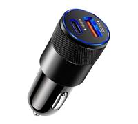 USB-C Car Phone Charger, 38W Dual Port PD & 20W/QC 3.0 Car Charger Adapter Fast Charge,Cigarette Lighter USB Charger Compatible with for iPhone 15/14 Pro Max, Samsung Galaxy S23/S22, and More (Black)
