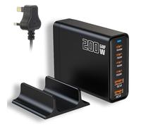 USB C Charger, 200W 6-Ports USB Fast Charging Station, PD 65W 45W 20W USB C GaN III Charger for Laptop & Phone Compatible with MacBook Pro/Air,Dell XPS, iPhone 15/16/14/ Pro, iPads, Steam Deck