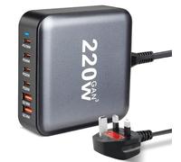 USB C Charger, 6 Port USB C Plug Fast Charging PD+QC Phone Charger Plug, UK Multi USB Plug for iPhone 15,14,13,12,11, iPad, MacBook Pro, Samsung Galaxy