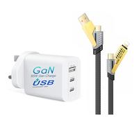 USB C Charger 65W PD 3.0 GaN Charger For Blackview COLOR 6/BV6200 PLUS/BL7000/BV5300 PRO/BV4800 SE/WAVE 8/Shark 8 Type C Adapter with Fast Wall Charger With 65W 4-in-1 USB C Cable