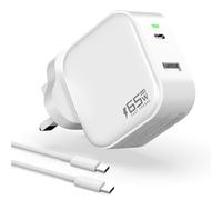USB C Charger 65W Plug Fast GaN Charger 2-Port Compatible with MacBook Pro/Air, iPhone 17 Pro/Air/17/16/15, iPad Air/Mini, Galaxy S25/S24/S23, Pixel 9 Travel Adapter With USB C Cable 1M