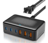 USB C Charger Block,100W GaN 6 Port Fast Charging Station Hub for Multiple Devices,Wall Charger PD 3.0+QC Power Strip Adapter Plug for All iPhone 17 16 15 iPad Samsung iWatch Android Pixel Series