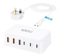 USB C Charger Block 100W GaN 6 Port USB C Charging Station Multi Desktop Charger Type C Phone Fast Charge Portable Plug Travel Adapter for iPhone 17 Air 16 15 14 13 12 Pro Max, iPad, Samsung, Pixel