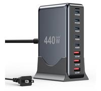 USB C Charger Block 440W Charging Station Hub,8 Port GaN III Fast Charging Brick with 5ft Extension Cord,PD QC PPS 100W Laptop Power Adapter for MacBook Pro/Air,iPhone 16/15,Samsung Galaxy,Dell etc
