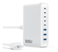 USB C Charger Block 515W[2025 Upgraded] GaN IV 10 Port Fast Charging Station Hub,Dual PD 100W USB C Laptop Charger Compatible with MacBook Pro/Air,iPad,iPhone 16/15,Galaxy S23/S24 Steam Deck Dell XPS