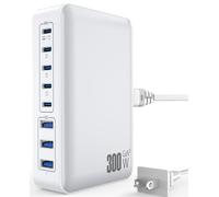 USB C Charger Block Charging Station - 300W Fast GaN Ⅲ 8-Port USB Charger Hub, Upgraded PD 100W Laptop Charger Adapter Compatible with MacBook Pro/Air, iPad, iPhone 16/15/14, Galaxy S23/22, 5ft Cord