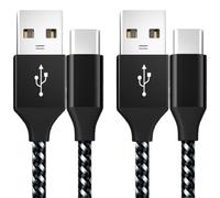 USB C Charger Cable 1M 2-Pack, 3A Fast Charging Type C Cable Braided USB A to USB C Lead Compatible with iPhone 16 15 Samsung Galaxy S22 S21 A12, Pixel, PS5 - Black+Silver