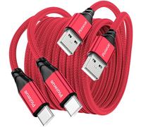USB C Charger Cable 2M+3M 2Pack Type C Charger Fast Charging 3A Lead Nylon Braided for Huawei P30 P20 Google Pixel Xiaomi Sony Xperia Samsung Galaxy S22 S21 S20 S10 S9 S8 A12 A20e A21s A40 A51(red)