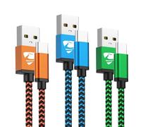 USB C Charger Cable 2M 3Pack USB A to USB C Lead 3A Braided Fast Charging Type C Charger Cable for iPhone 16 15, Samsung Galaxy S25 S24 S23 S10 A70 A56, Xiaomi, Pixel, OnePlus, iPad, LG, Switch