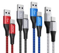 USB C Charger Cable (2M 4-Pack) USB Type C Fast Charger Braided, 3A USB A to USB C Cable Fast Charge for iPhone 17 16 15 series, Samsung Galaxy S20 S21 S22 S23+ S24 S25 S10 S9, PS5, Switch
