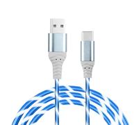 USB C Charger Cable 2M 60W Light Up Type C Cable Fast Charging Lead Braided USB A to USB C Support Data Transmission for iPhone Samsung Galaxy S24 S23 Note 10 Huawei P9 Pixel 7 iPad Switch PS5
