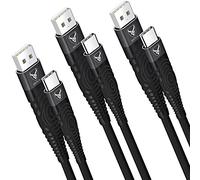 USB C Charger Cable 3 Pack 15CM, 1M, 2M USB A to USBC Cable Type C Charger Fast Charging Phone Lead for iPad Air iPhone 17 16 15 Pro Max Plus, Samsung Galaxy S25 S24 Ultra, Huawei, Google Pixel Black