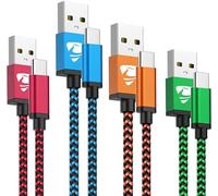 USB C Charger Cable,4-Pack 0.5M+1M+1.5M+2M Type C Charger Cable Fast Charging 3A Nylon Braided Lead USB to USB C Cable for Samsung Galaxy S24 S23 Ultra S21 S20,iPhone 16 15,Pixel 9 8 7 6,Switch,Steam