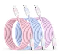 USB C Charger Cable 60W, USBC to USBC Cable 3-Pack 6FT/1.8M, Fast Charging for iPhone 17/16/15, iPad Pro, Samsung Galaxy, MacBook Pro & More (Pink, Purple, Blue)