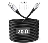 USB C Charger Cable 6m/20ft, 3A Extra Long Type C Cable Fast Charging, USB A to Type C Phone Charger Lead USBC Data Cord for iPad Air Samsung A16 A17 S25 S24 S23 Pixel 9 9a 8a Mi Security Camera Black