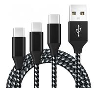 USB C Charger Cable Multi-Pack [1M 2M 3M], 3A Fast Charging Type C Lead [3-Pack] Braided USB A to USB C Cable Compatible with iPhone 16 15, Samsung S22 S10, Tablets - Black+Silver