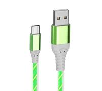 USB C Charger Cable Support Data Transmission 2M 60W Type C Cable Fast Charging Light Up Lead Braided USB A to USB C for Samsung Galaxy S24 S23 Note 10 Huawei P9 Pixel 7 iPad Switch PS5 Etc (Green)