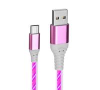USB C Charger Cable Support Data Transmission 2M 60W Type C Cable Fast Charging Light Up Lead Braided USB A to USB C for Samsung Galaxy S24 S23 Note 10 Huawei P9 Pixel 7 iPad Switch PS5 Etc (Red)