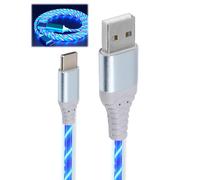 USB C Charger Cable Support Data Transmission 2M 60W Type C Cable Fast Charging Light Up Lead Braided USB A to USB C for Samsung Galaxy S24 S23 Note 10 Huawei P9 Pixel 7 iPad Switch PS5 Etc,Blue