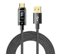 USB C Charger Cable with PD Display, 2M, Fast Charging 66W 6A, Nylon Braided for PS5, Android, Xiaomi, Samsung Galaxy, Oppo, Vivo, Huawei, Honor, Macbook
