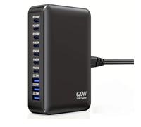 USB C Charger, Charging Station total 620W 10-Port USB Type C Fast Charger with 3* PPS PD 100W Multi 65W Output Charger Plug UK for MacBook Pro/Air/iPad iPhone 16/15/14/13/12 Pro Max Samsung Galaxy