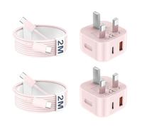 USB C Charger for iPhone 17 16 15 Charger 20W Fast Charger USB C Plug and Cable, 2 Pack Type C UK Wall Phone Power Adapter USBC Lead for iPhone 17/16/15/Pro/Max/Air/Plus/iPad/Samsung S25 Ultra/S24/S23