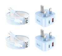 USB C Charger for iPhone 17 16 15 Charger 20W Fast Charger USB C Plug and Cable, 2 Pack Type C UK Wall Phone Power Adapter USBC Lead for iPhone 17/16/15/Pro/Max/Air/Plus/iPad/Samsung S25 Ultra/S24/S23