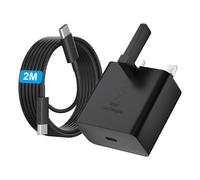 USB C Charger for Samsung Fast Charger USB C Plug & Cable 2M Long 25W Type C Super Fast Phone Charging Android Adaptor UK 1-Pack for Galaxy S25 Ultra/S24/S23/S22/S21/S20/A56/A55/A36/A17/A16/Note 20/10
