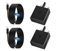 USB C Charger for Samsung Fast Charger USB C Plug & Cable 2M Long 25W Type C Super Fast Phone Charging Android Adaptor UK 2-Pack for Galaxy S25 Ultra/S24/S23/S22/S21/S20/A56/A55/A36/A17/A16/Note 20/10